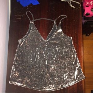 Velour Gray Tank Top American Eagle